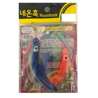 네온훅 돌문어 직결 무당채비 꼴뚜기