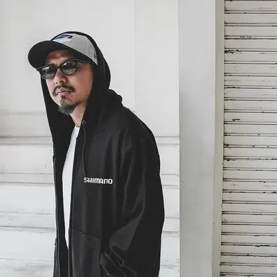 시마노 빅 로고 집업 후디